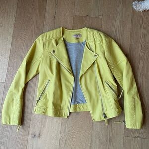 Philosophy faux butter Yellow Leather Jacket with soft tshirt lining